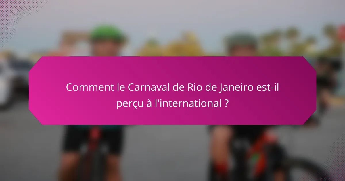 Comment le Carnaval de Rio de Janeiro est-il perçu à l'international ?