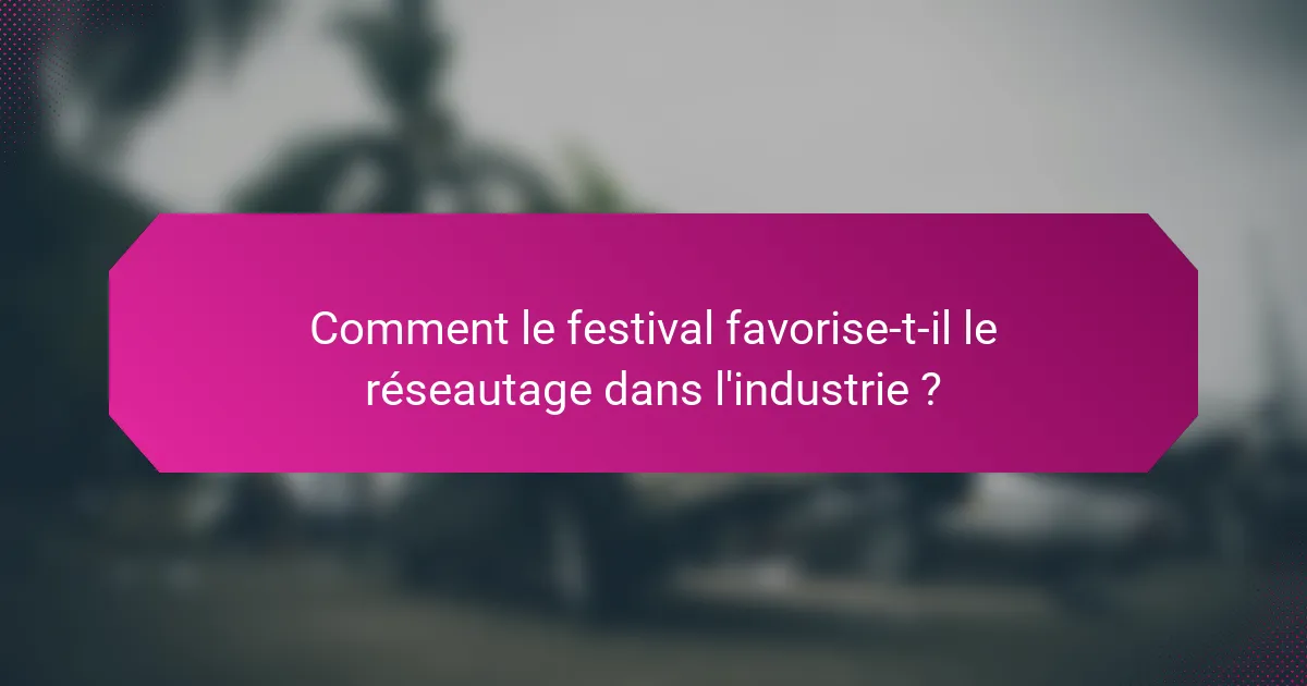 Comment le festival favorise-t-il le réseautage dans l'industrie ?