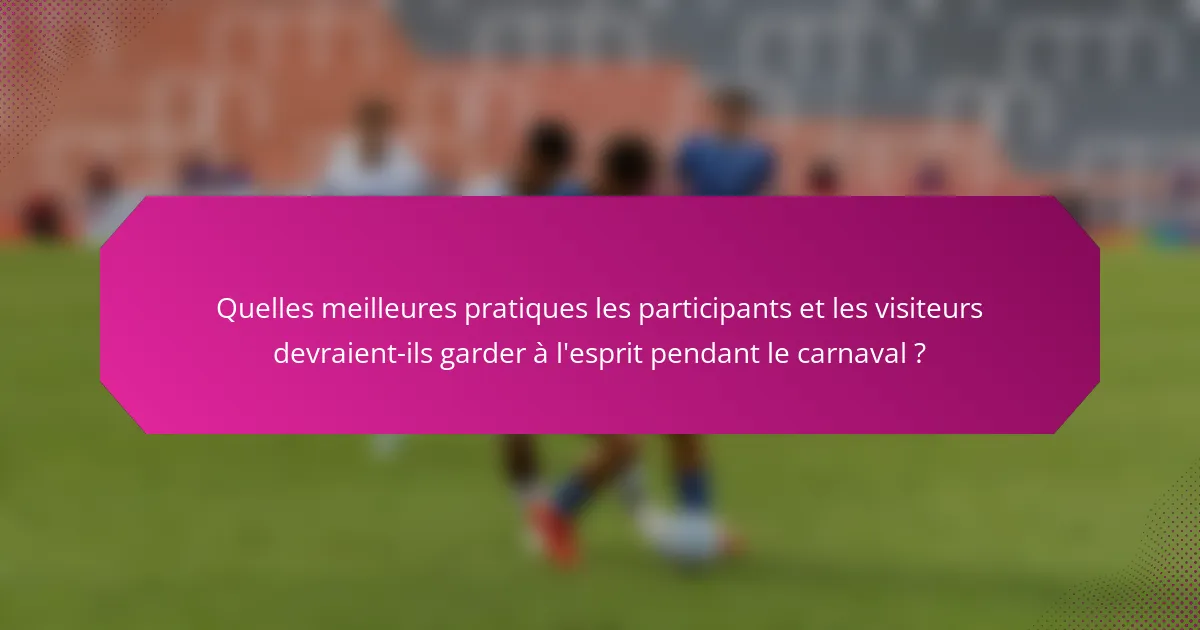 Quelles meilleures pratiques les participants et les visiteurs devraient-ils garder à l'esprit pendant le carnaval ?