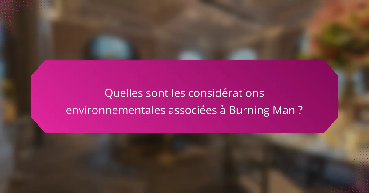 Quelles sont les considérations environnementales associées à Burning Man ?