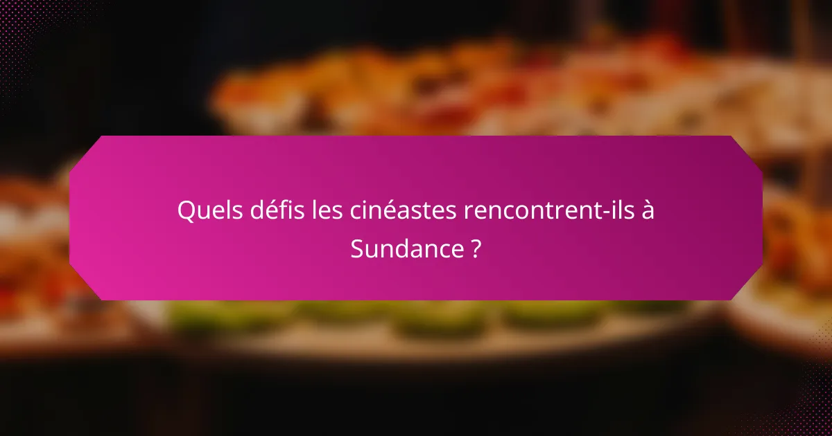 Quels défis les cinéastes rencontrent-ils à Sundance ?