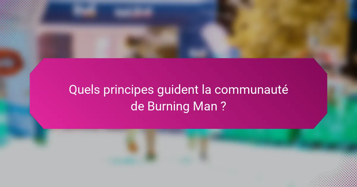 Quels principes guident la communauté de Burning Man ?