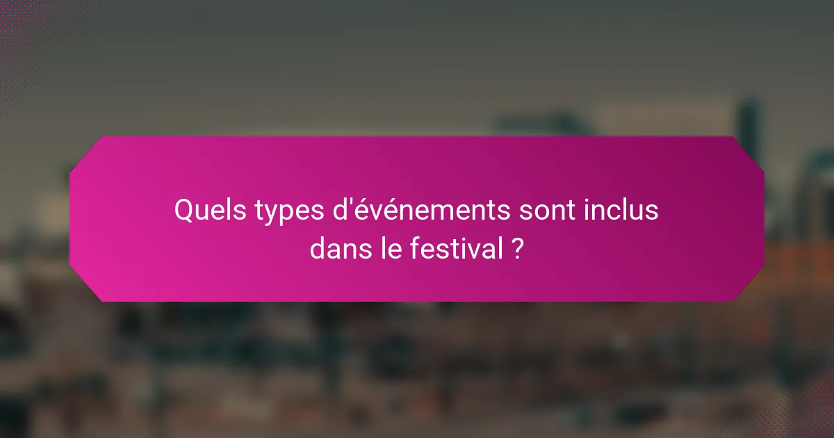 Quels types d'événements sont inclus dans le festival ?